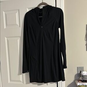 Athleta Black Long Sleeve Zip-Up Dress